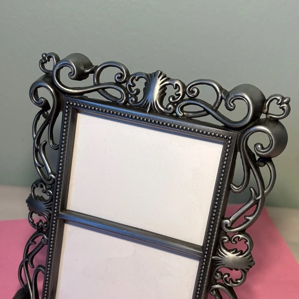 Pewter Finished Ornate Double Picture Frame